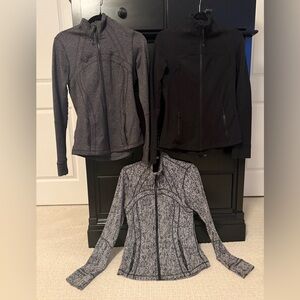 lululemon athletica Define Jacket-lot of three- Black and Gray Zip-Up Hoodies 10